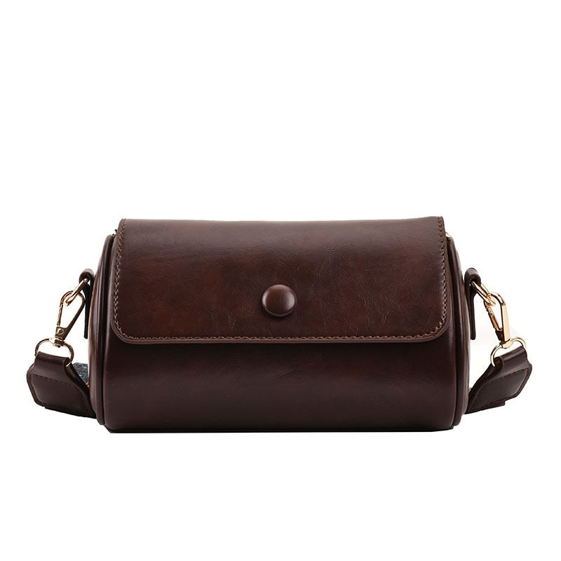 New Fashionable Single Shoulder Bag PU Round Barrel Bag Daily Niche Matching Single Shoulder Crossbody Women's Bag