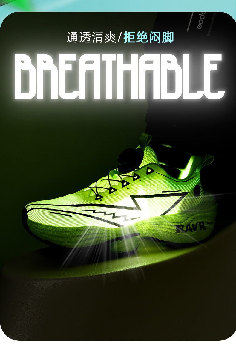 2025Autumn Winter Casual Fashion Double Mesh Knob Buckle Sneakers Super High Elastic Soft Sole Carbon Plate Anti-Slip Running Shoes