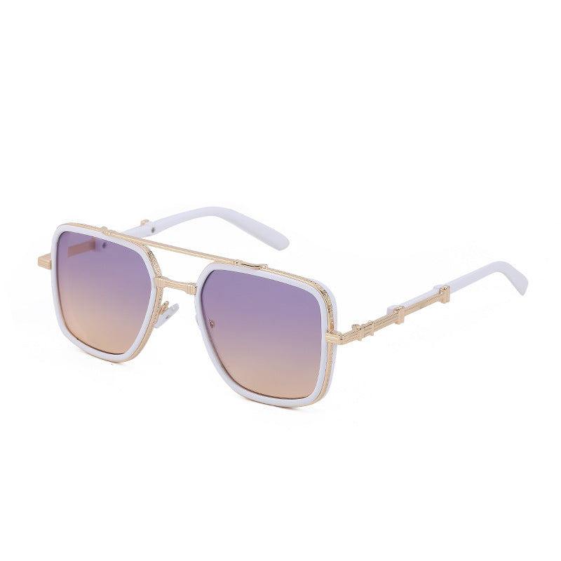 Vintage Double Bridge Square Frame Men's Sunglasses Outdoor Hiking Trendy Sunglasses Sun Protection Glasses Wholesale shades