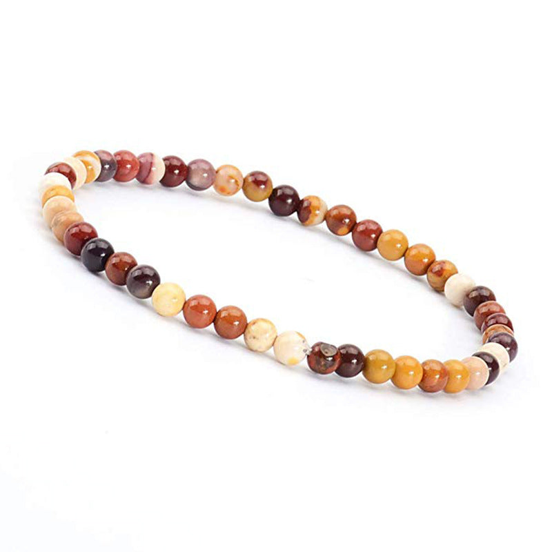 4mm Tiger Eye Stone Bracelet Small Natural Stone Striped Agate White Pine Beaded Moonstone Women's Bracelet