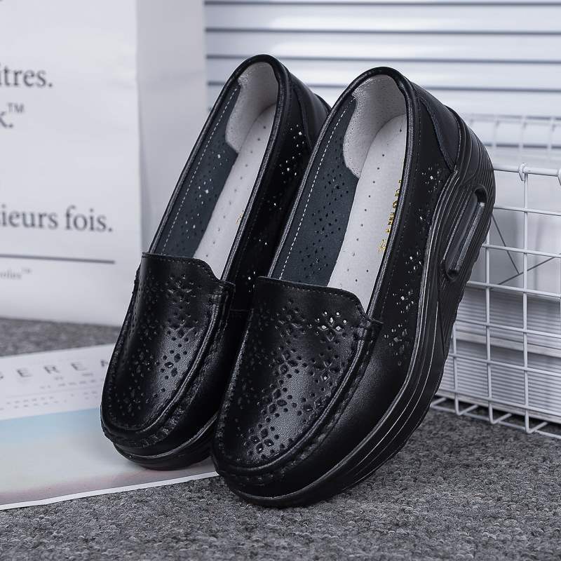 Summer Hollow Breathable Platform Shoes Thick Sole Nurse Shoes Mom Shoes Korean Style Wedge Waterproof Platform Rocking Shoes