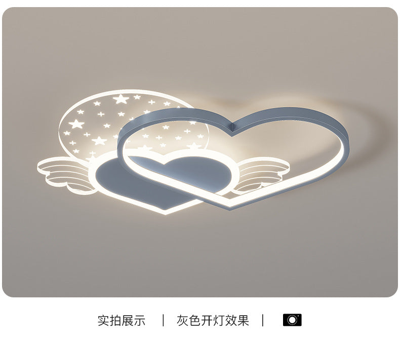 Cozy Eye Protection Bedroom Lamp led Simple Ceiling Light for Boys and Girls Princess Room Bedroom Creative Double Heart Lamp