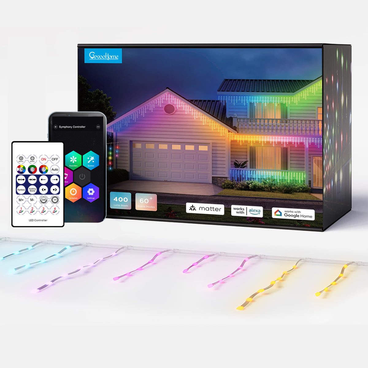 Bluetooth Icicle String Lights Icicle Lights Outdoor Eave Lights Waterfall Eave Lights Waterproof Eave Lights led Atmosphere Light String