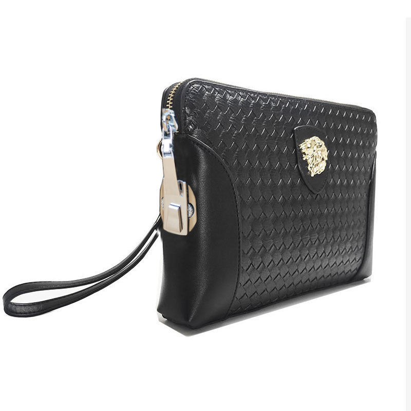 Men's Genuine Leather Handbag with Fingerprint Unlock, Clutch Bag with Password Lock, Business Fashion Portable Clutch