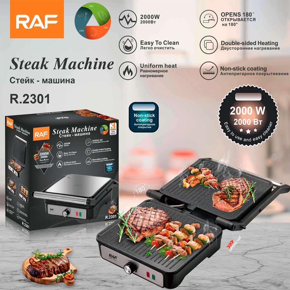RAF European Style Household Panini Maker Sandwich Maker Breakfast Grill Meat Sausage Maker Burger Steak Maker2301