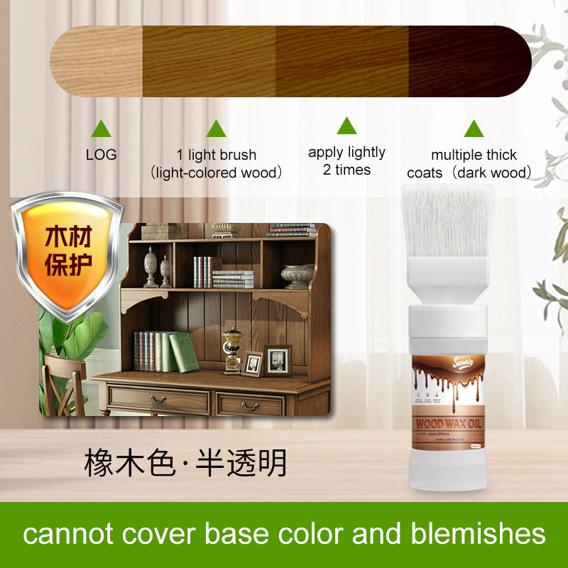 New Furniture Renovation Care Semi-Transparent Water-Based Wood Wax Oil with Brush Multi-Color Wood Protection Coating