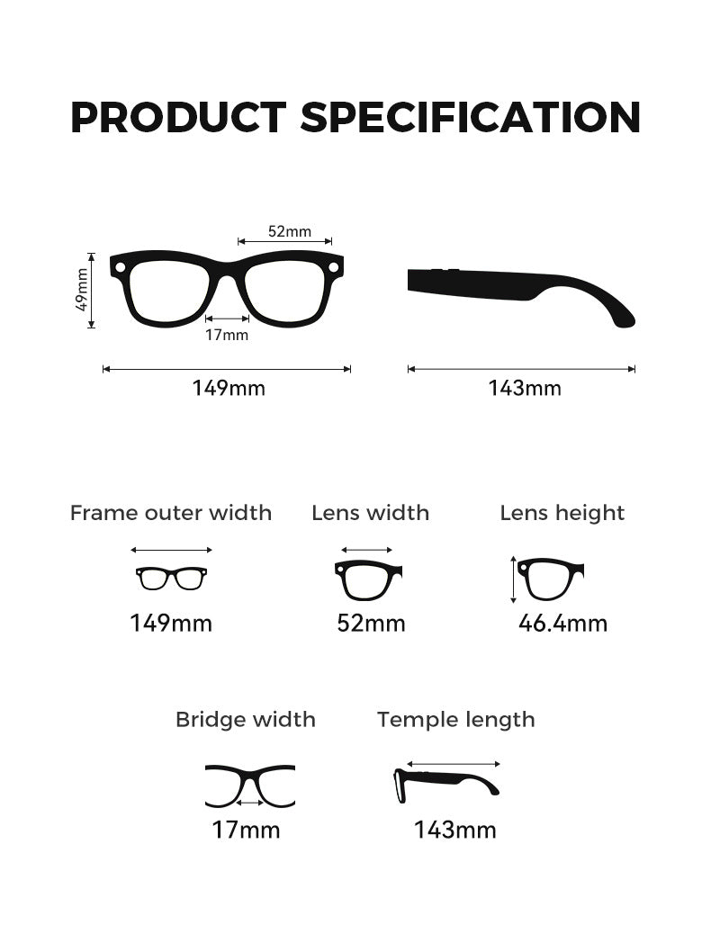 M01S Smart Glasses800100 Megapixel Camera with Image Stabilization1200P Video Recording AI Simultaneous Translation Character Recognition