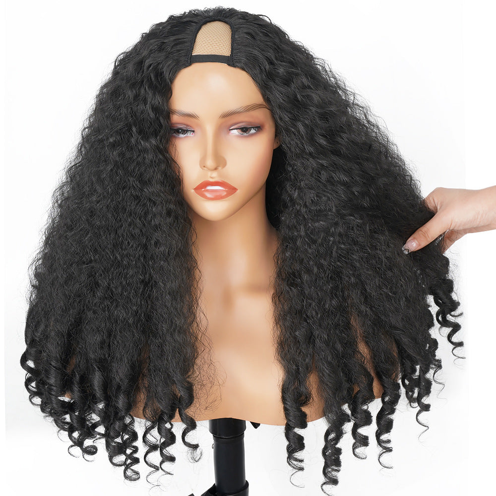 Hot Sale 180% Afro Curly V Synthetic Part Wig  For Women