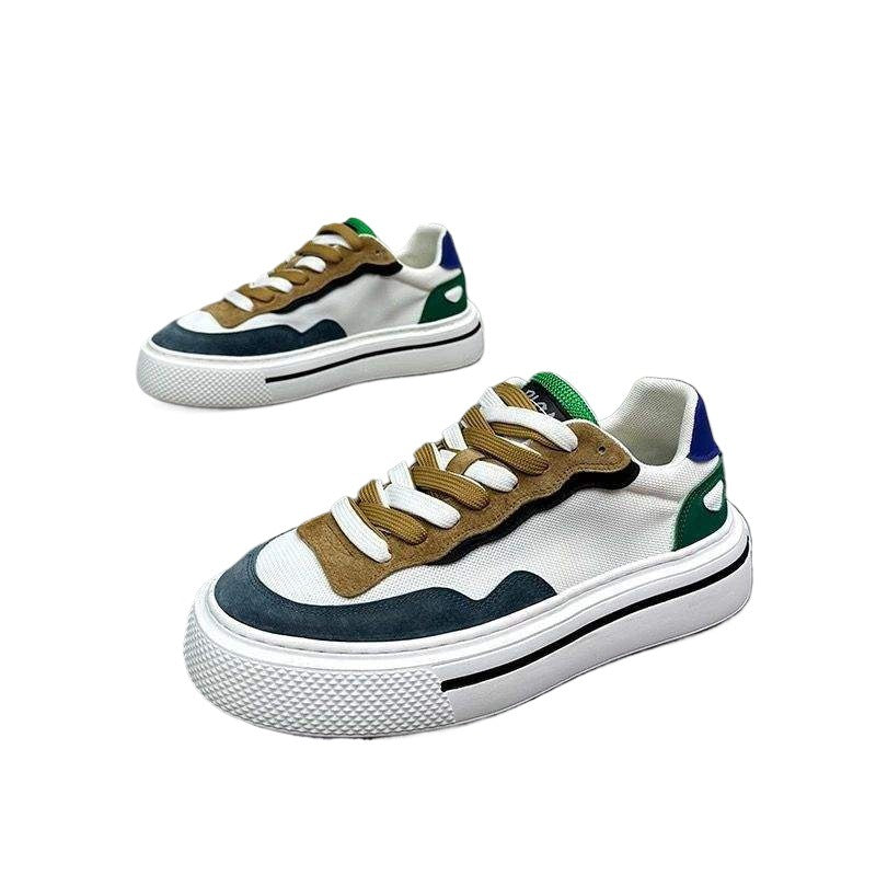 Men's Shoes2025New Summer Breathable Mesh White Shoes Thick Sole Height Increasing Sports Casual Shoes Men's Low-top Sneakers