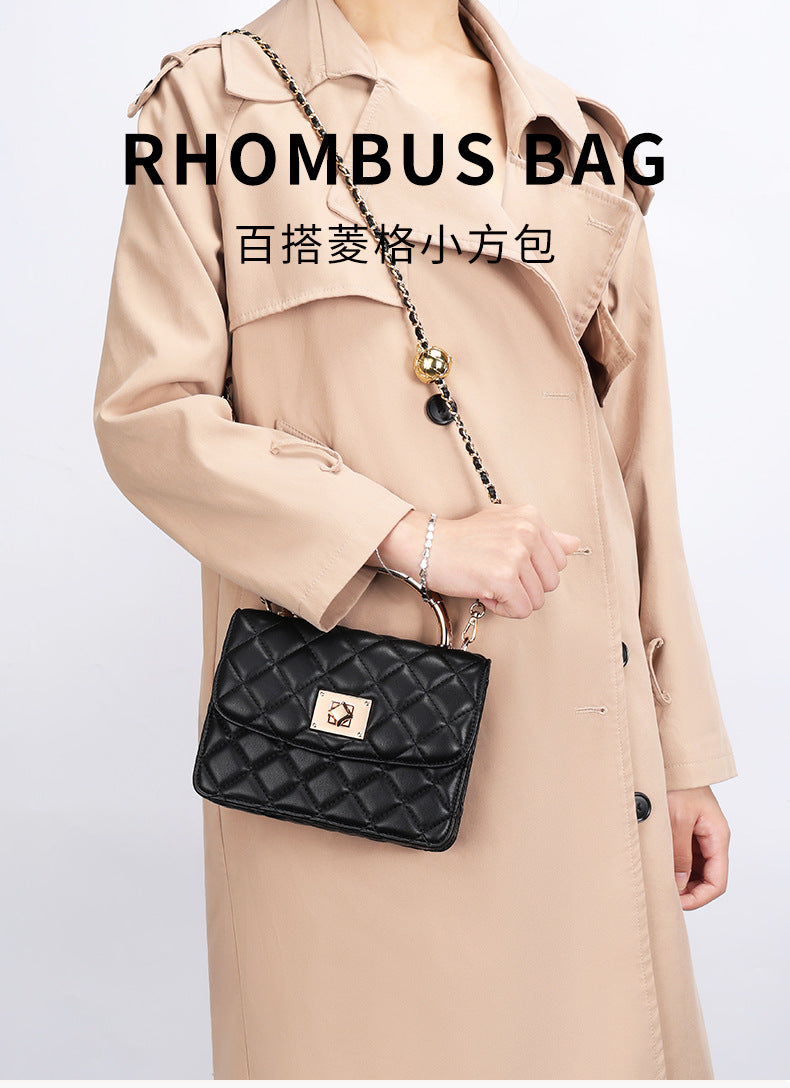 European and American Style Small Square Bag New Diamond Embroidery Women's Bag Niche Versatile Fashion Chain Crossbody Women's Bag Single Shoulder Small Square Bag