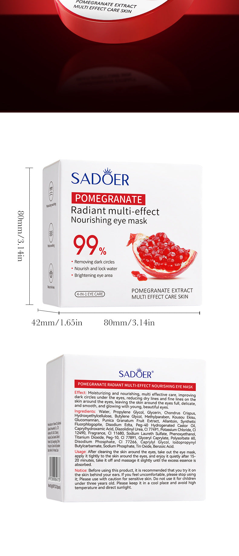 Red Pomegranate Eye Mask SADOER Moisturize the eye area, improve dark circles and wrinkles,  foreign trade wholesale