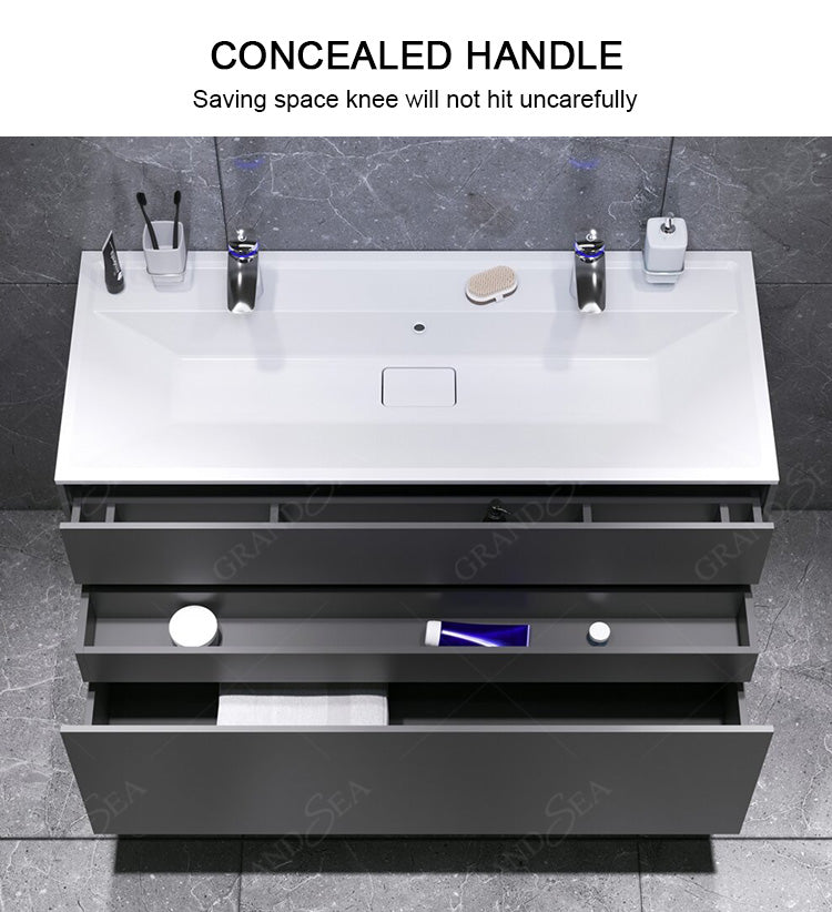 Modern Simple Design Bath Wall Mounted Bathroom Mirrored Vanity Cabinet With Ceramic Sink
