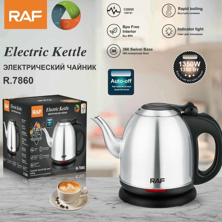 RAF European Standard Electric Kettle Household Kettle Automatic Power Off Anti-Dry Burning Food Grade Stainless Steel Kettle