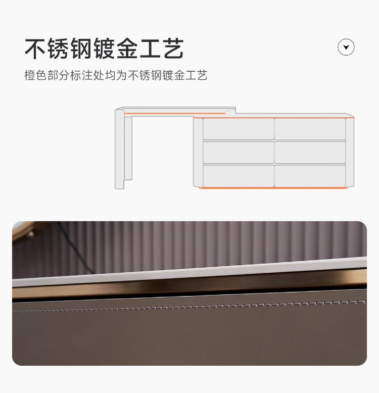 Multi-layer Solid Wood Rock Board Dressing Table Bedside Table Integrated Designer Bedroom Modern Minimalist High-grade Gray Makeup Table