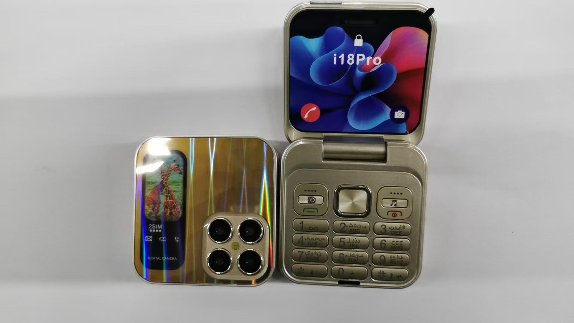 Mini flip Phone New i18pro Flip Phone2.4Dual SIM2G Button Folding Phone