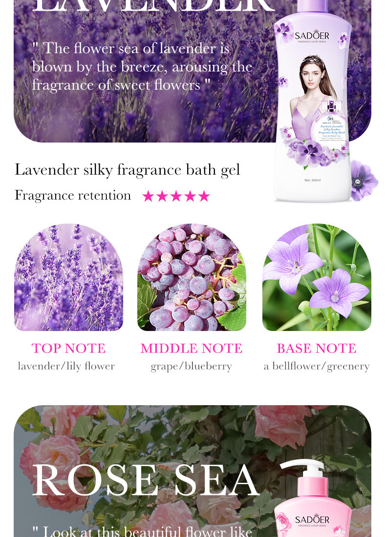 Bathing Set SADOER Rose Fragrance Shampoo Lavender Shower Gel Cross-Border Wholesale