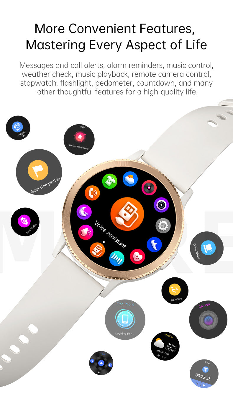 T01Smart Watch1.39inch Bluetooth call, heart rate monitor, step counter, sleep monitoring, message notifications, exercise