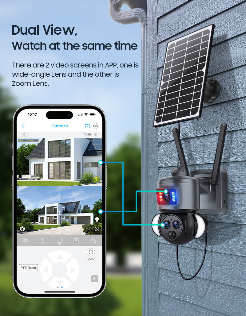4G Solar Wide Angle Camera15Zoom6MP HD panoramic binocular camera for outdoor use