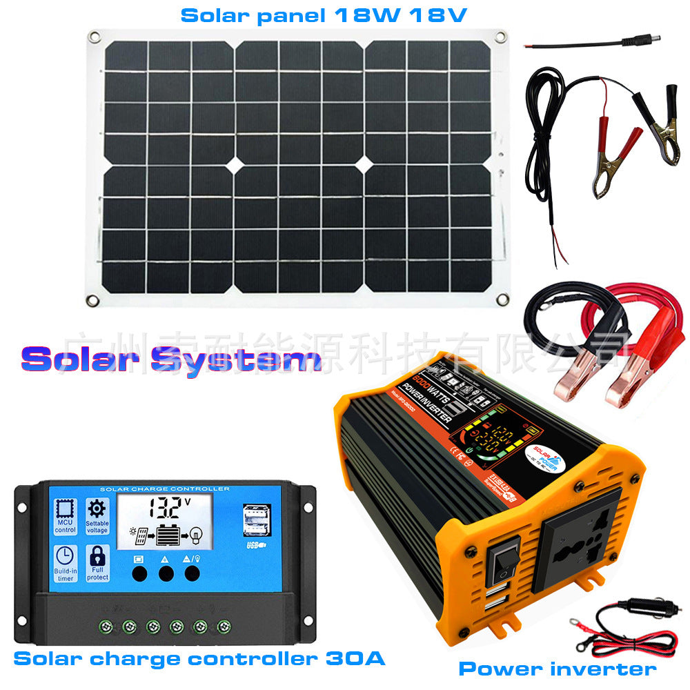 Solar Energy Kit System:Smart Inverter 30A Controller 18W Solar Panel Solar System