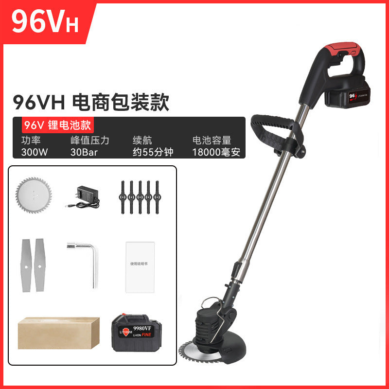 Lithium Battery Lawn Mower Weed Eater Rechargeable Household Grass Trimmer Electric Portable Garden Pruner Cordless