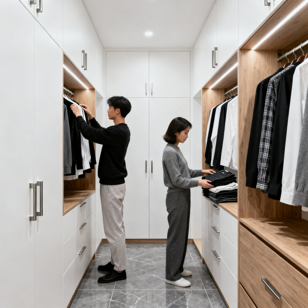Custom Aluminum Alloy Wardrobe Open Floor-standing Integrated Assembly Walk-in Storage Large Capacity Closet