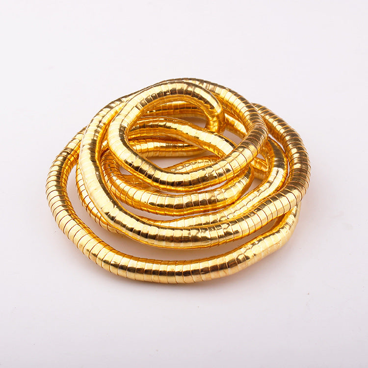 Wrapped Snake Necklace Without Head and Tail90cm White K Iron-plated Irregular Snake Year Necklace Flexible Bendable Snake Bone Necklace