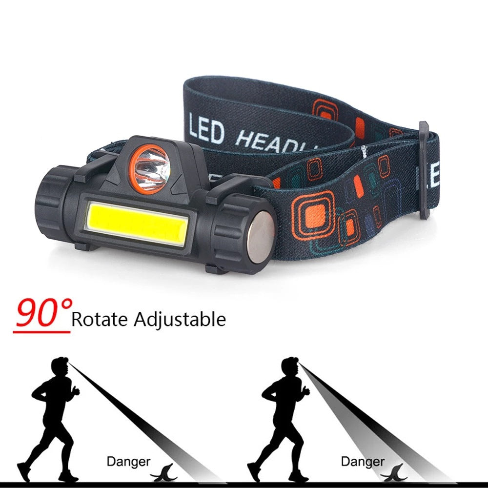 Multifunctional headlight strong light outdoor light night fishing light COB Miner's lamp USB Rechargeable Headlamp with Magnetic Work Head