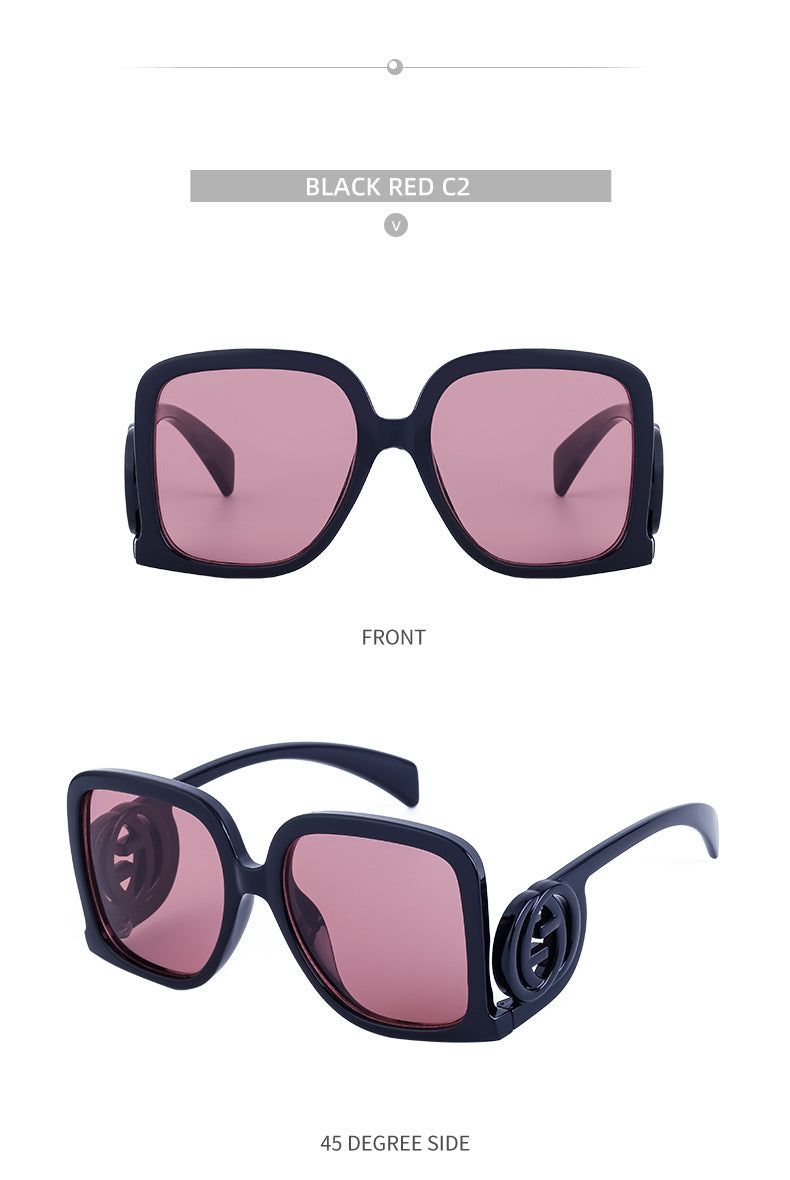European and American fashion large frame sunglasses for women with a high-end feel INS Wind Sunglasses Sun Protection No Makeup Glasses Square Frame sunglasse