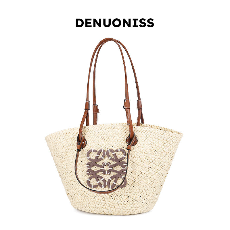 Large Capacity Straw Woven Bag for Women2025Summer new fashion vacation style beach bag single shoulder handbag for women
