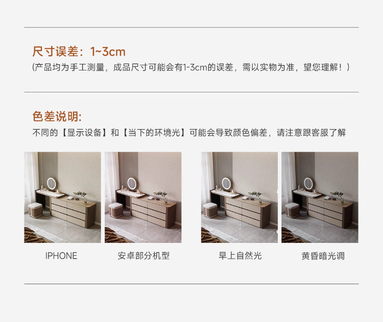 Multi-layer Solid Wood Rock Board Dressing Table Bedside Table Integrated Designer Bedroom Modern Minimalist High-grade Gray Makeup Table