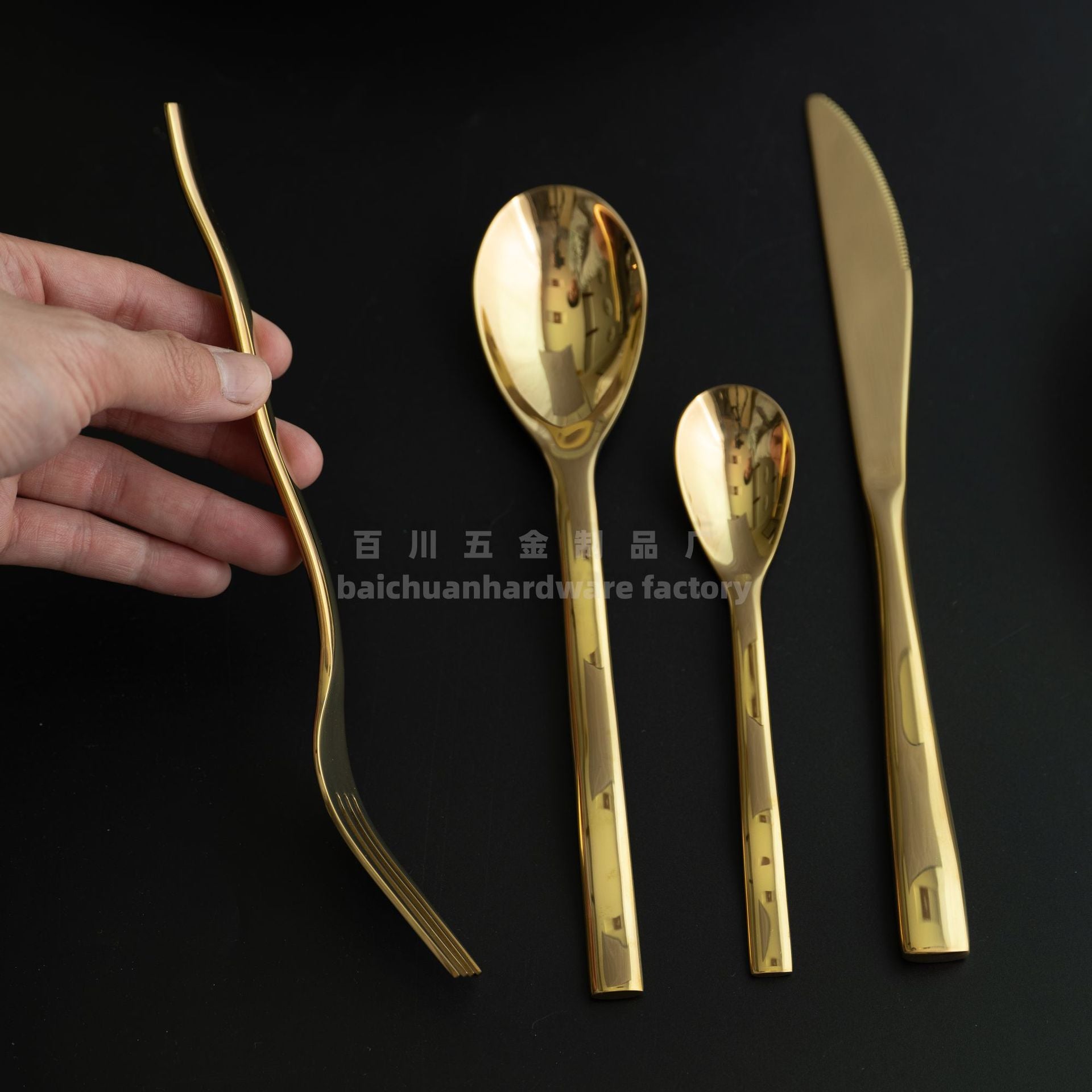Nordic Style ins304Stainless Steel Steak Knife Fork Spoon Wave Pattern Creative Simple Western Dining Utensils Hotel Supplies Wholesale