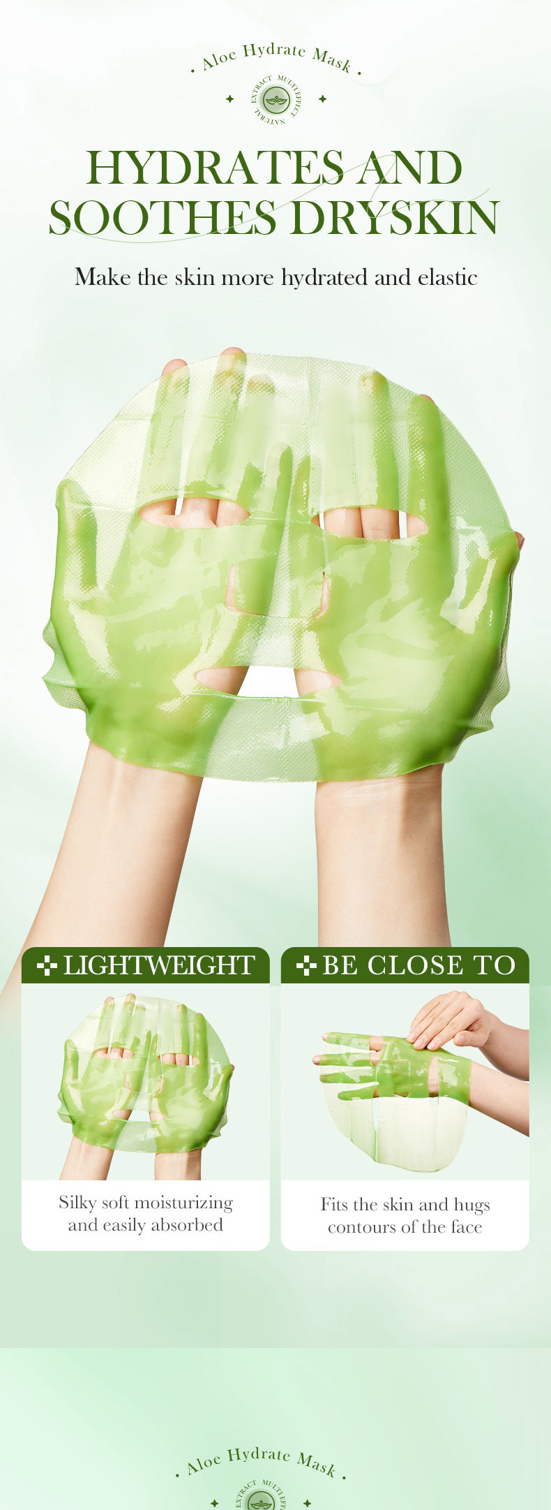 Facial Mask25g SADOER Aloe Vera VC Moisturizing and Rejuvenating Face Mask Sheet Pack for Cross-Border Wholesale