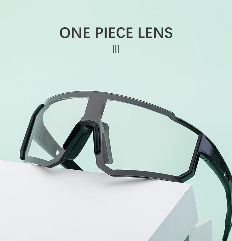 European and American One-piece Photochromic Sunglasses Women Outdoor Cycling Sports Windproof Sunglasses Men Wholesale shades