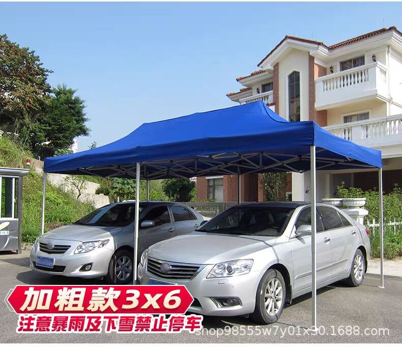 Outdoor Advertising Sunshade Folding Four-Corner Retractable Tent Advertising Umbrella Windproof Rainproof Stall Large Umbrella Four-Leg Tent