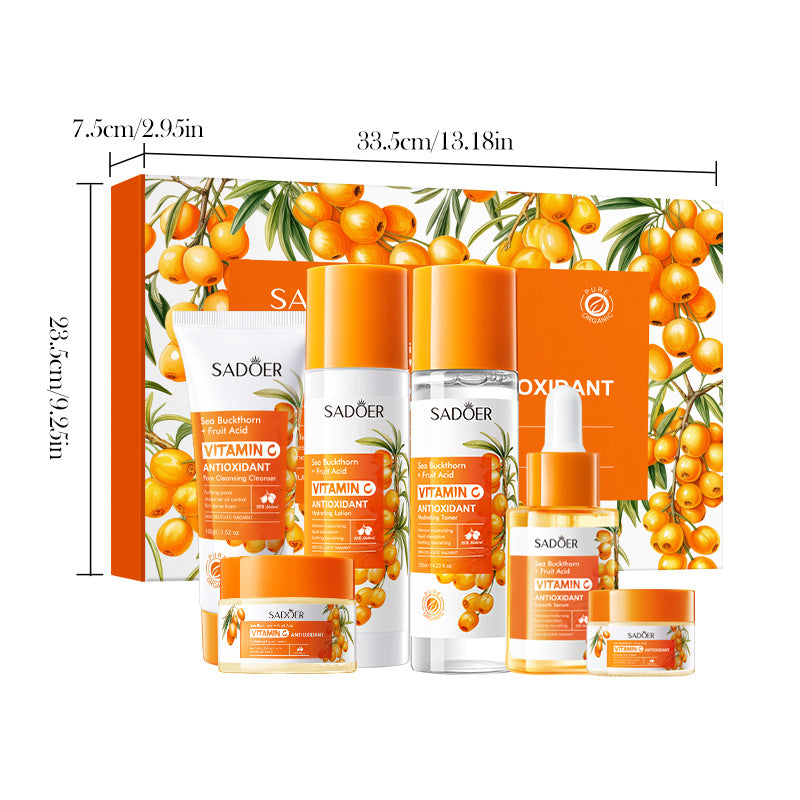 Cross-border Sea Buckthorn Vitamin C Antioxidant six-piece set Hydrating Moisturizing Set Box Wholesale from Foreign Trade Manufacturer