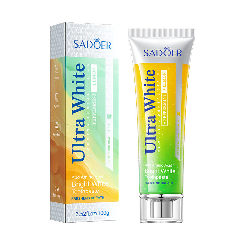 Lemon Mint Whitening Toothpaste SADOER Stain Removal Cleaning Tartar Toothpaste Cross-Border Wholesale