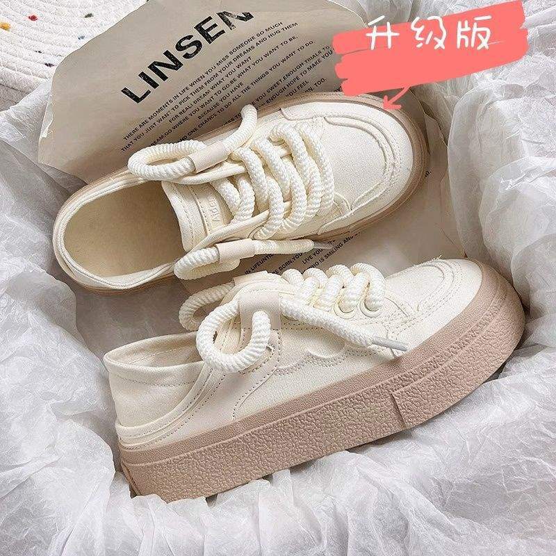 Women's Canvas Shoes with Heel Step and Half Slipper Design2025Summer New Niche Original Versatile White Sneakers to Match Dresses Women's Shoes