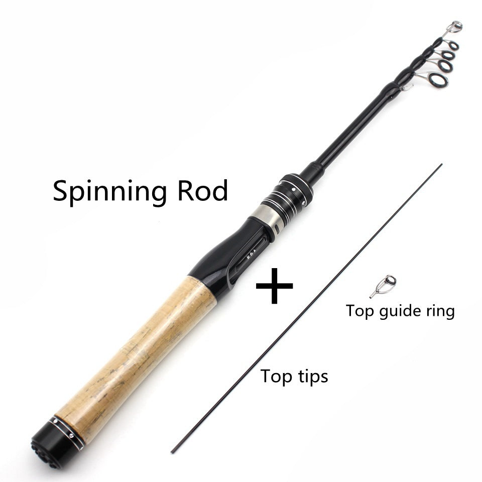 Portable Telescopic Lure Rod ul European and American Style Carbon Fiber Short Section Fishing Rod with Cork Handle