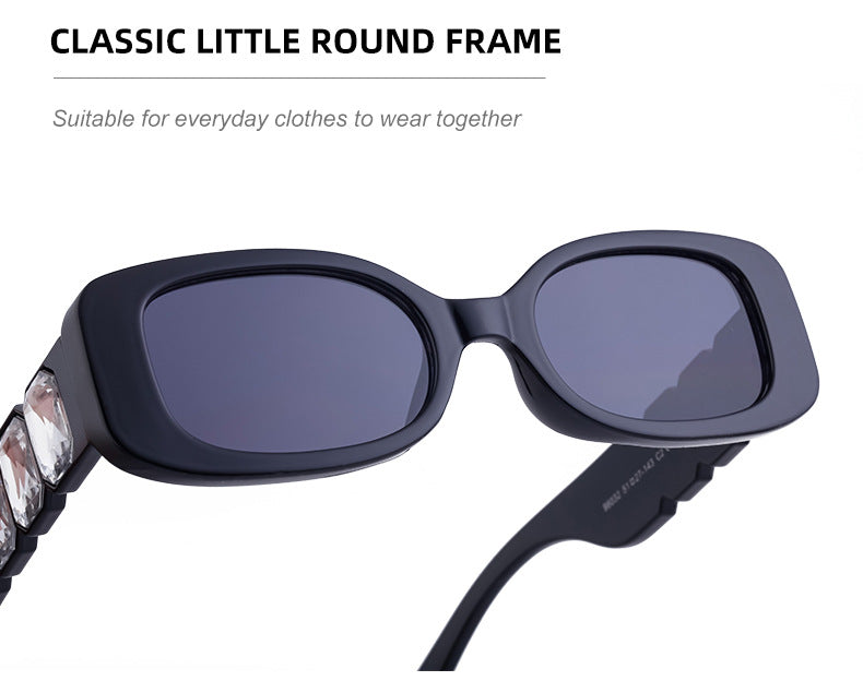 European and American Style Small Frame Sunglasses for Women with Rhinestones, Square Frame Sunglasses for Men, Wholesale Glasses sunglasses