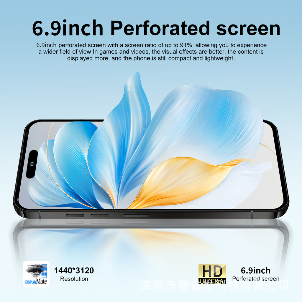 Mobile Phone i17Promax Large Screen6.9Inch1:1Replica Side Key Fingerprint17pro New Smartphone