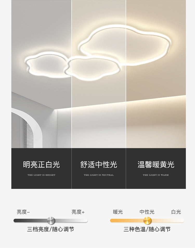 Cream Ceiling Light Minimalist Style Master Bedroom Light Cloud Hall Living Room Eye Protection Simple Room Light Full Spectrum Smart