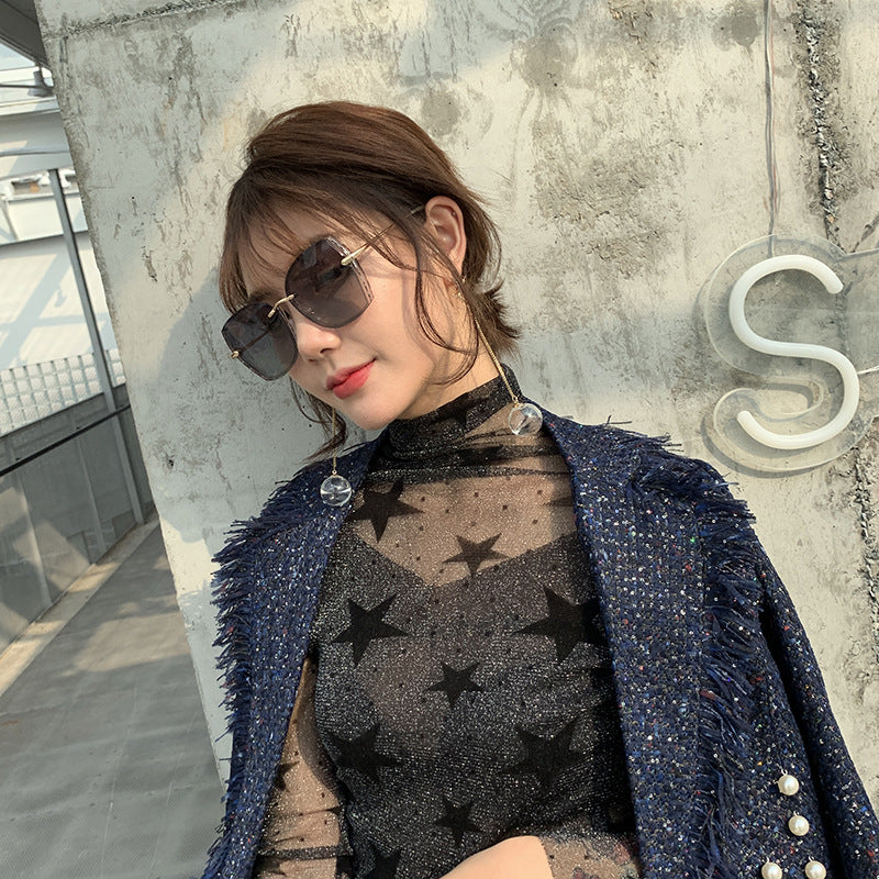 Polarized Driving Anti-Glare Sunglasses for Women Fashionable Internet Celebrity Style Frameless Sunglasses Trendy Korean Version Sunglasses