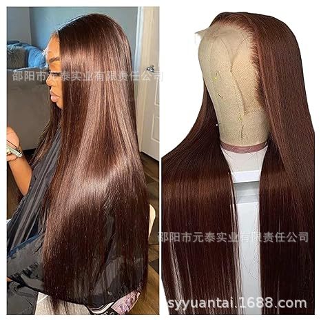 13x4 Chocolate Brown Lace Front Wig  Straight Synthetic Wig