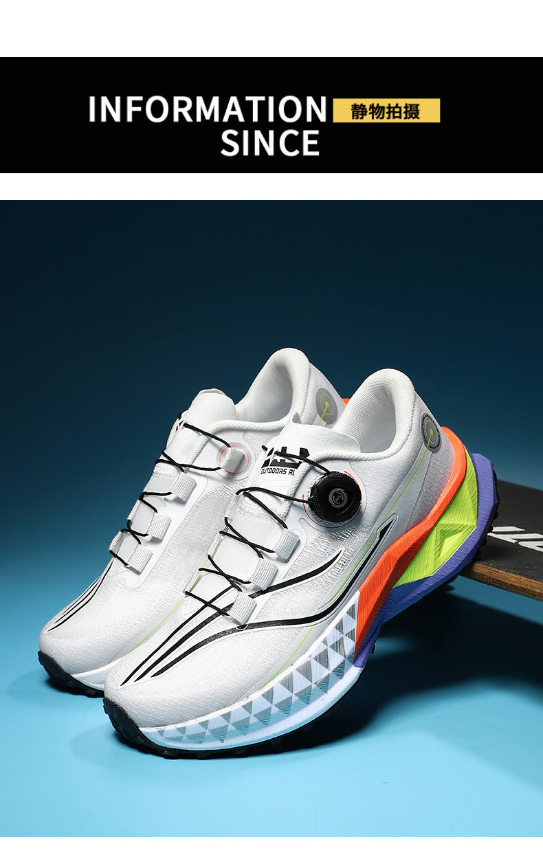 Full Palm Carbon Plate Sports Running Shoes Double Layer Popcorn Outdoor Trail Running Shoes Marathon Men's and Women's Shoes