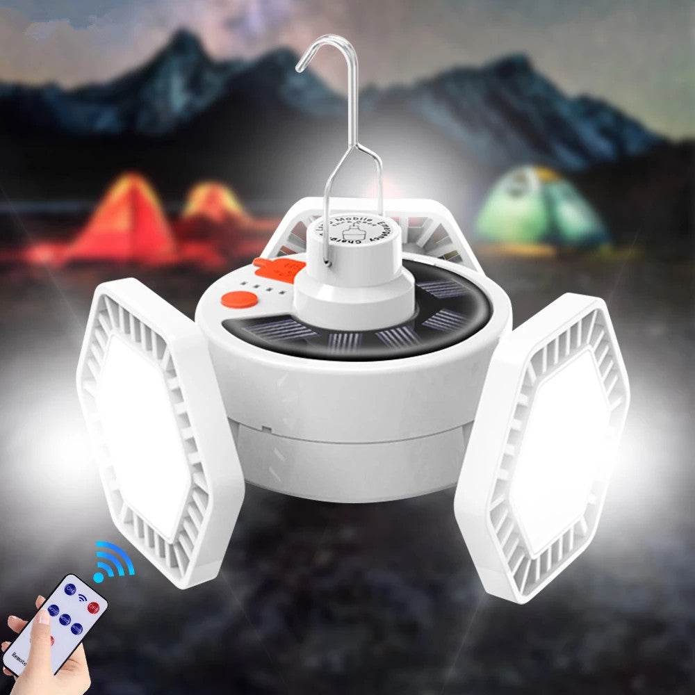 Outdoor LED Tent Light Camping Light with Remote Control Three-Leaf Bulb Emergency Light for Home Power Outage