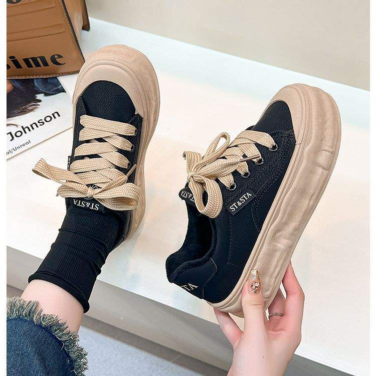 Women's White Sneakers2025New Spring and Autumn Trendy Casual Versatile Platform Thick-Soled Loafers