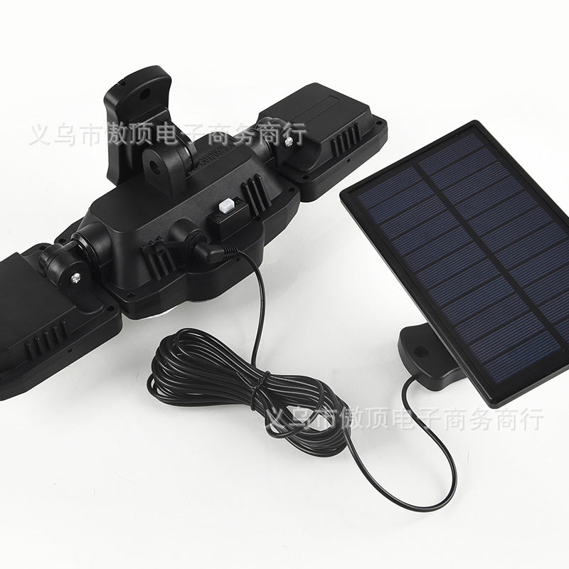 Outdoor Solar Street Light Waterproof Split Wall Light Garden Courtyard Light Human Body Sensor Light Rotatable Three-Head Light