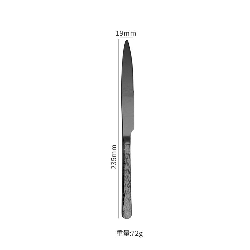 410Stainless Steel Cutlery Hotel Restaurant High-end Stone Pattern Knife Fork Spoon Set Western Cuisine Thickened Steak Knife Fork