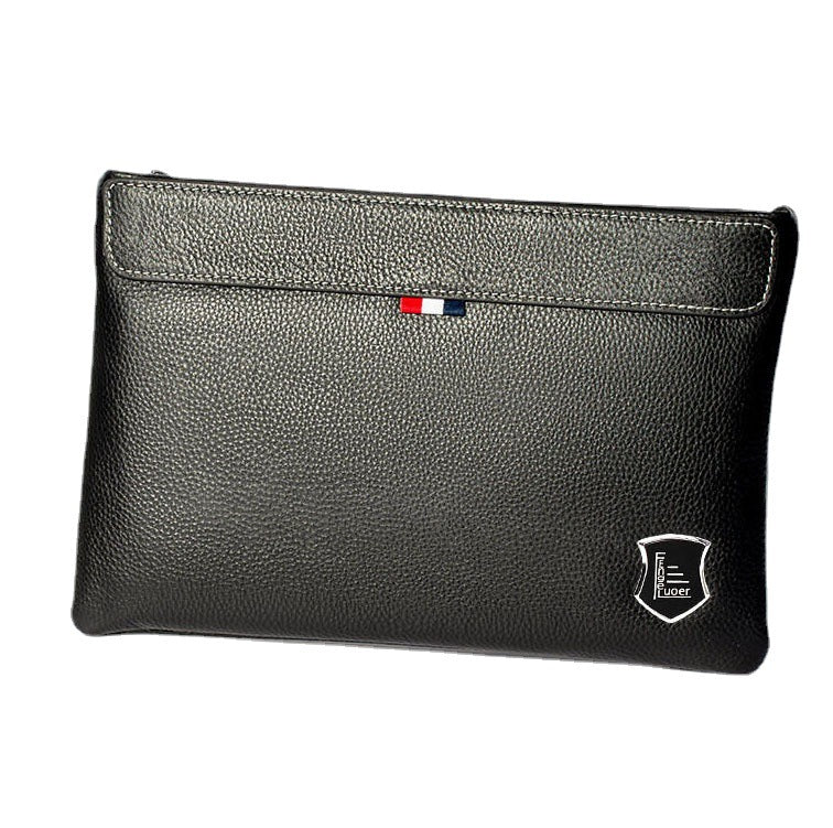 Business Commuting Genuine Leather Clutch Bag for Men, Casual Large Capacity Top Layer Cowhide Men's Handheld Wallet Phone Bag