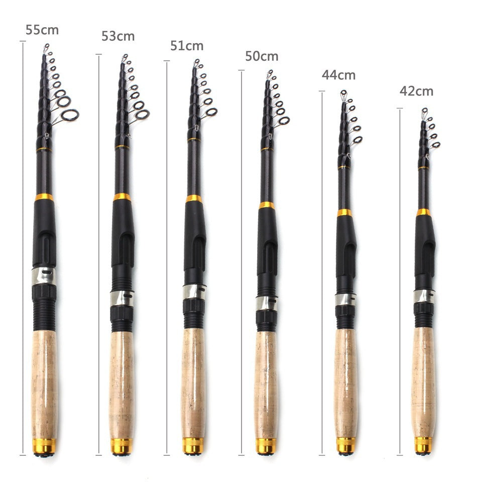 An Ultra-Short Retractable Lure Rod Short Sea Rod Wooden Handle Fishing Rod European and American Sales Over 10,000 Fishing Gear